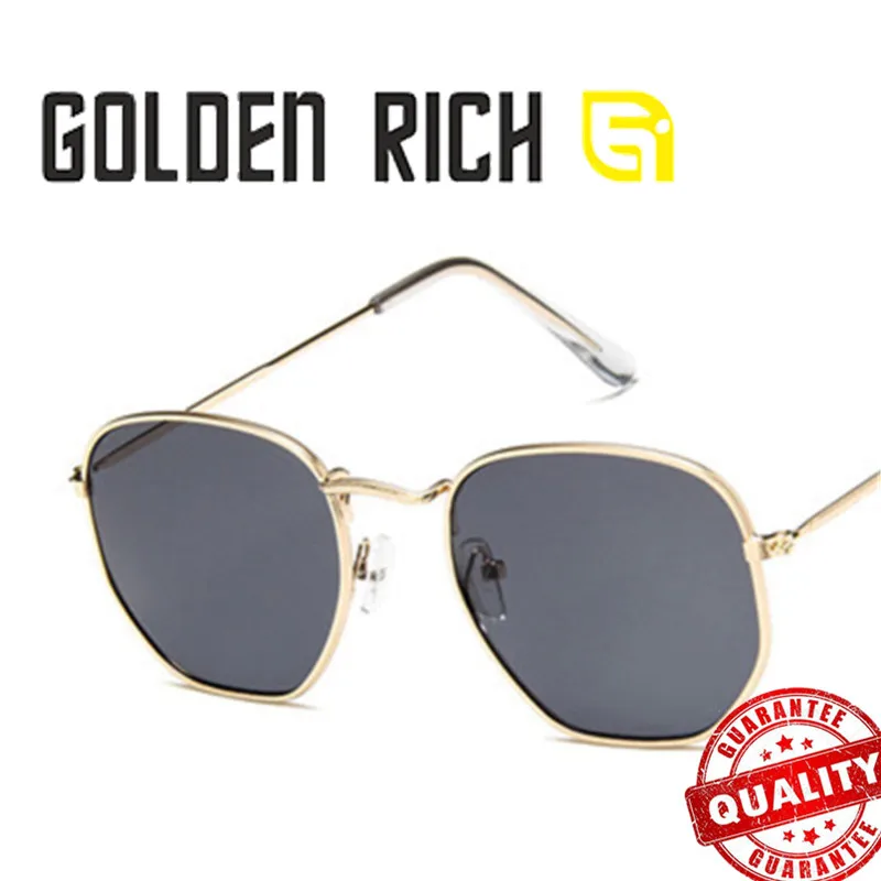 

GOLDEN RICH 2018 Fashion Sunglasses Men Brand Designer Small Frame Polygon Sunglasses Women Vintage Sun Glasses Retro Sunglasses