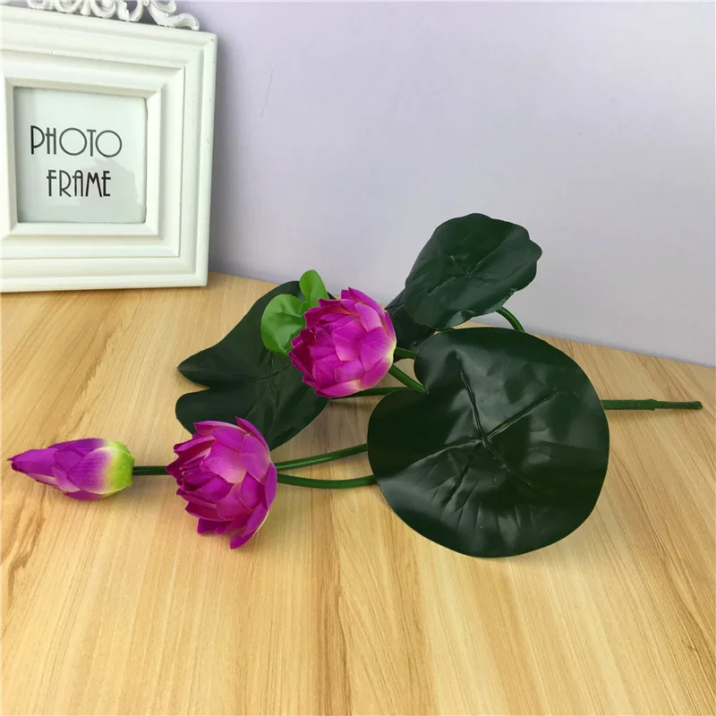 46cm Simulation small lotus flowers fake PU water lily DIY home wedding garden table home decor plant flores artificiales gift