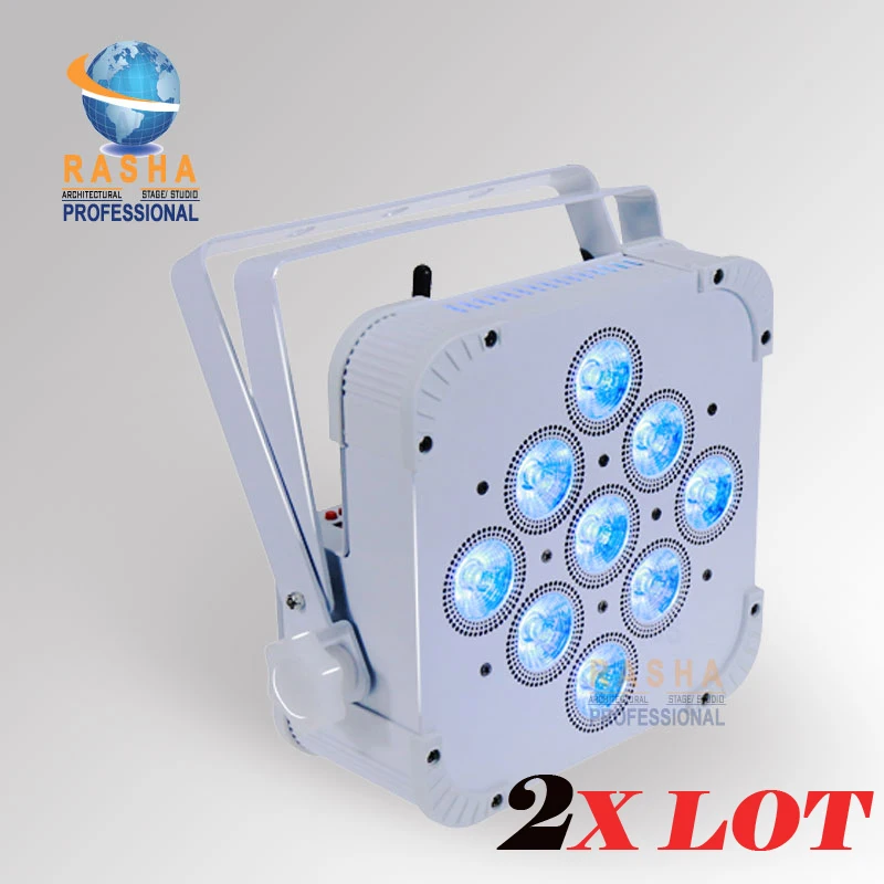 

2X Rasha Hex 9*18W 6in1 RGBAW+UV Built in Wireless DMX512 LED Flat Par Can,LED Profile Par Light,Disco Stage Light