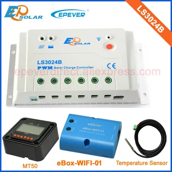 

PWM EPEVER controlelr for solar lighting system EPsolar LS3024B 30A 12V/24V battery work Wifi eBOX and MT50 Meter temp sensor