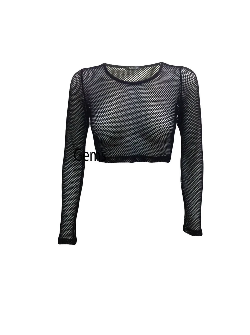 Черные ажурные рубашка Для женщин с длинным рукавом Top Sexy See Through Клубные xxs 7xl плюс
