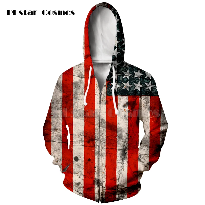 

Spring Autumn hip hop Pullovers 3D Print zipper Hoodies Men American flag Sweatshirt With Hood Couples Streetwear sudaderas