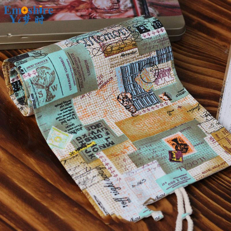Emoshire Cotton canvas cloth handmade creative classic stamps color pencil pencils large capacity pencil sharpener pencils (3)