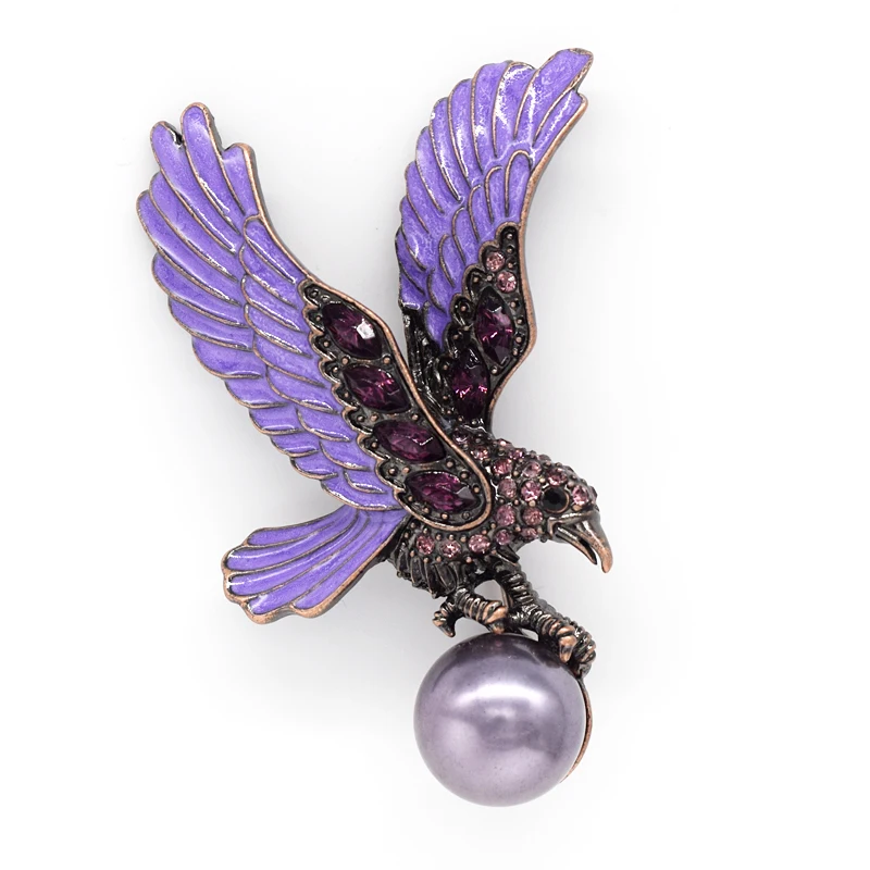 

Antique copper Brooch Purple Rhinestone Eagle Pin brooches C634 D3