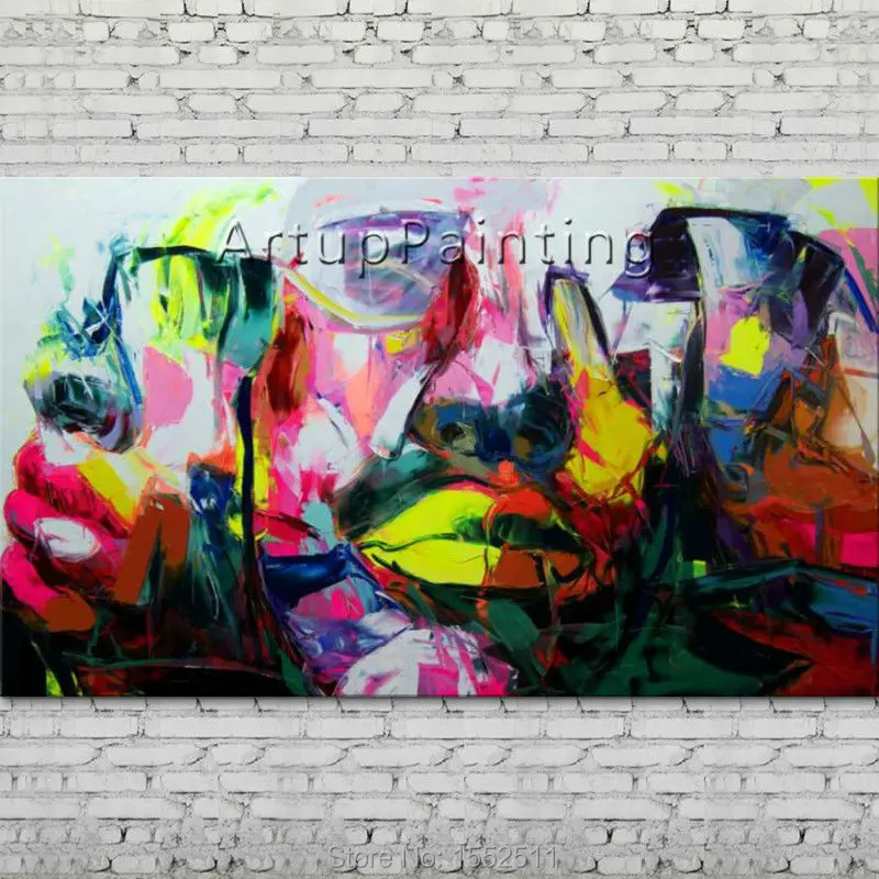 

Palette knife portrait Face Oil painting Character figure canva Hand painted Francoise Nielly wall Art picture 15-(2)