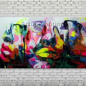 

Palette knife portrait Face Oil painting Character figure canva Hand painted Francoise Nielly wall Art picture 15-(2)