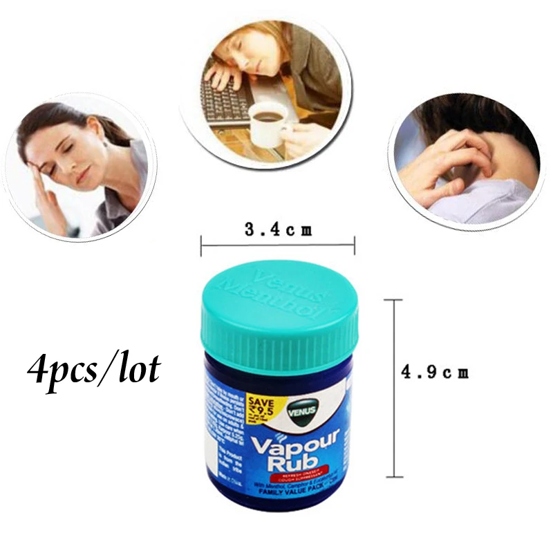 

4Pcs Vapour Rub White Cooling Balm Ointment For Anti Mosquito Headache Stomachache Dizziness Essential Balm Oil Tiger Balm