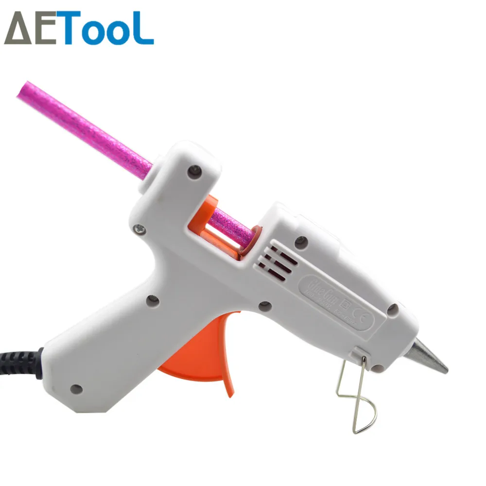 Электрический термоклеевой пистолет AETool 20 Вт с вилкой европейского стандарта, 3 шт., 7 мм, цветные термоклеевые палочки, инструмент для ремонта термо-температуры