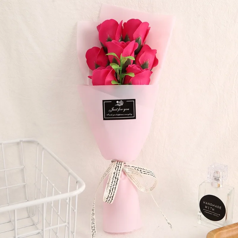 Flone Artificial 7 Heads Rose Soap flower Fake Flowers Mother's Day Valentine's Day Qixi Festival Gift Gift box Home Decoration (13)