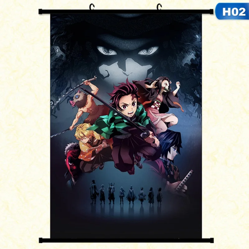 Японское аниме Demon Slayer: Kimetsu No Yaiba Kamado Tanjirou Kamado Nezuko настенный свиток плакат Настенные подвесные плакаты домашний декор