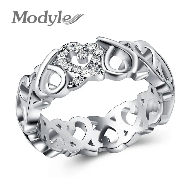 

Modyle Romantic Silver Color Heart to Heart Ring AAA Zirconia Cheap Rings for Women Wedding Jewelry Dropship