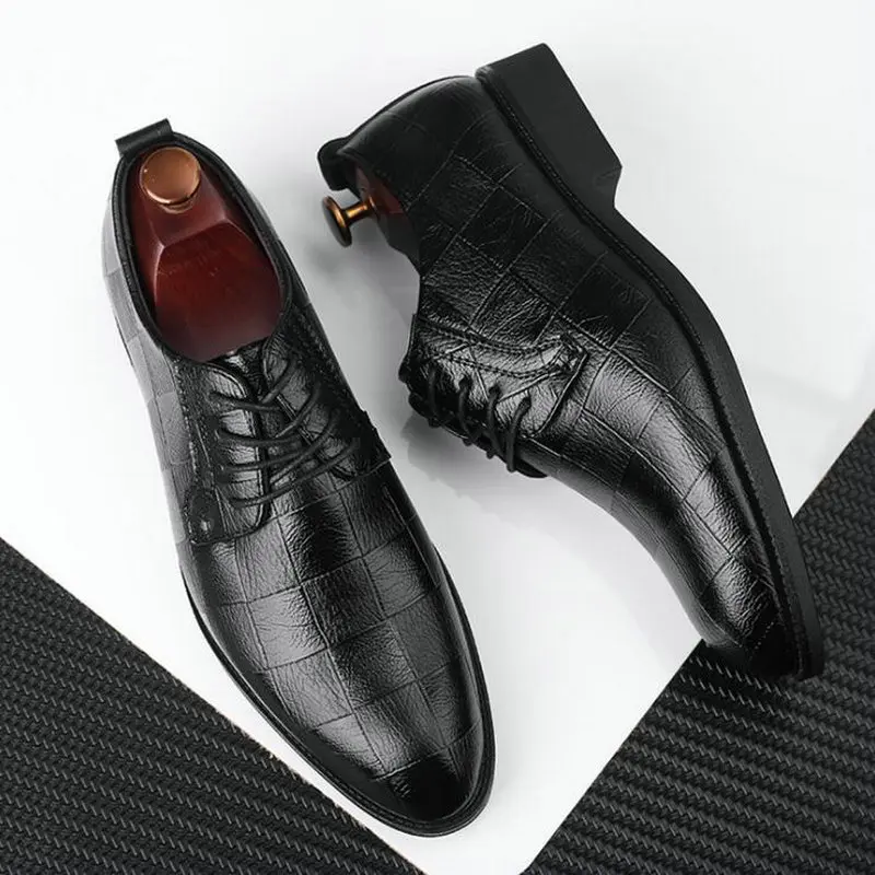 

Black Brown Low Top Men Formal Office Shoes Men Dress Shoes BIG / Plus Size 38-47 Men Business Wedding Flat Oxford Shoes LK-45