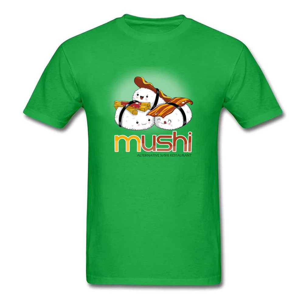 100% Cotton Men Short Sleeve Mushi T-shirts Custom Tops Shirt Graphic Camisa Crew Neck Clothing Shirt Free Shipping Mushi green