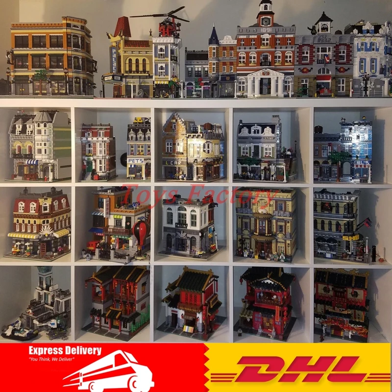 

DHL LEPIN City Street Town Cafe Corner Fire Brigade Grand Emporium Green Grocer 15035 15034 15031 Blocks Building Kits Bricks
