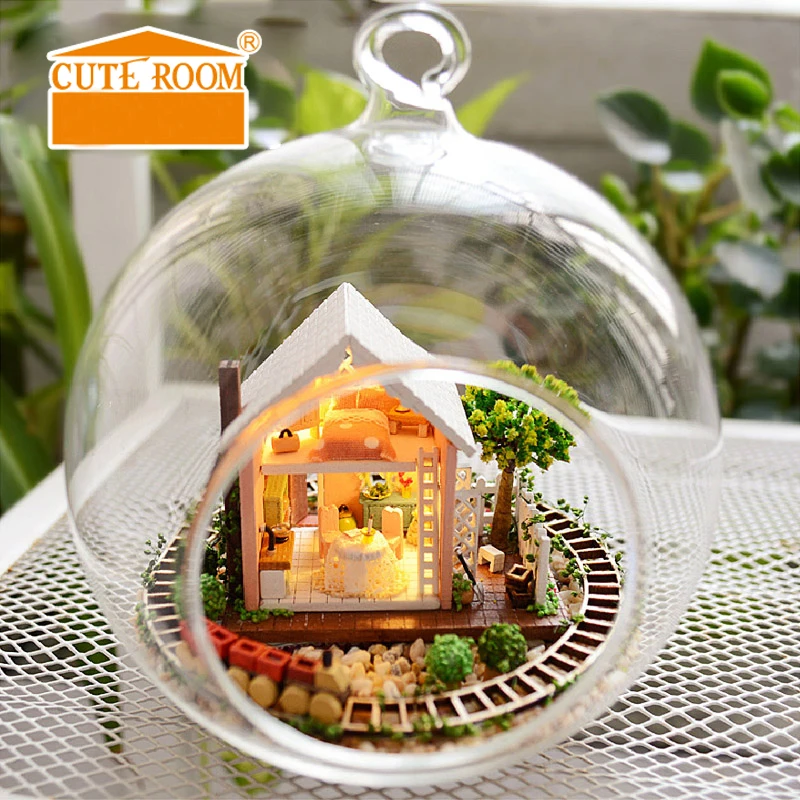 DIY Doll House Miniature Dollhouse 3D Handmade Casa Model Toys For Children Glass Ball Hemp Rope Christmas Gift Toys B011#E - Цвет: B008