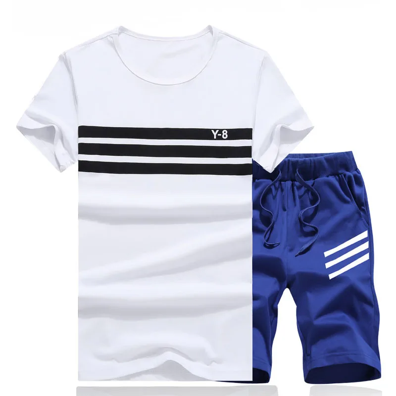 Модный спортивный костюм и футболка, комплект для мужчин s футболка шорты+ мужские шорты летний спортивный костюм мужские повседневные брендовые футболки