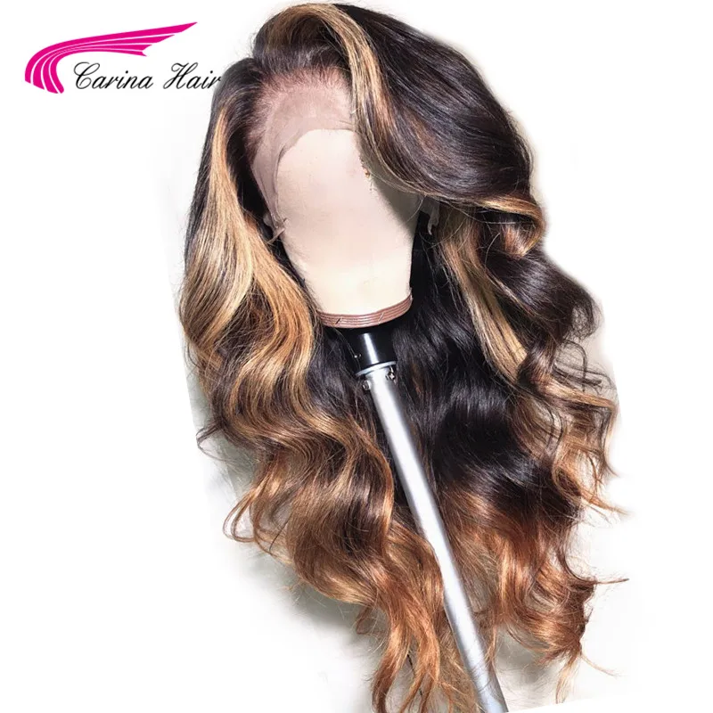  Carina Brazilian Lace Front Human Hair Wigs With Baby Hair Pre Plucked For Women Remy Hair Ombre Co