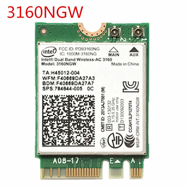 Двухдиапазонный беспроводной-AC 3160 Wifi Bluetooth NGFF Wlan адаптер FRU 04X6034 для Lenovo IBM Intel 3160NGW