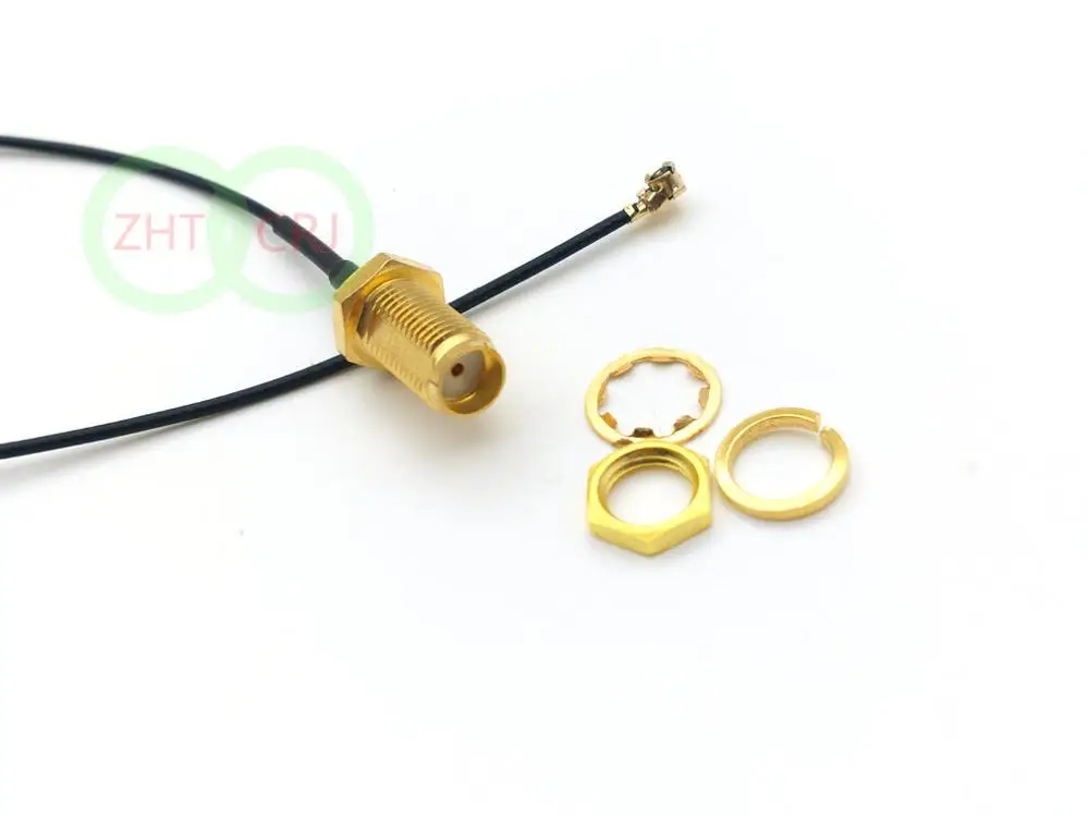 100pcs SMA female nut bulkhead to IPX U.FL female 1.13 cable pigtail adapter