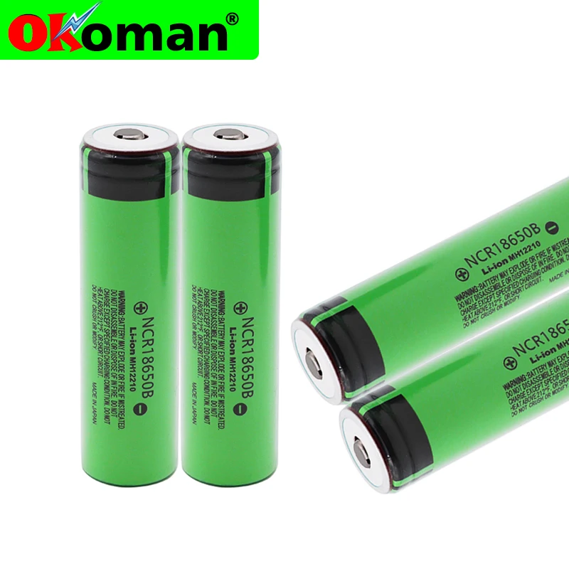 

New Original 18650 3.7 v 3400 mah Lithium Rechargeable Battery NCR18650B with Pointed(No PCB) For Panasonic flashlight battery