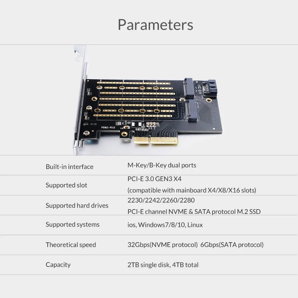 ORICO M.2 NVME к PCI-E 3,0X4 Плата расширения для ноутбука Поддержка Windows XP/7/8/Vista