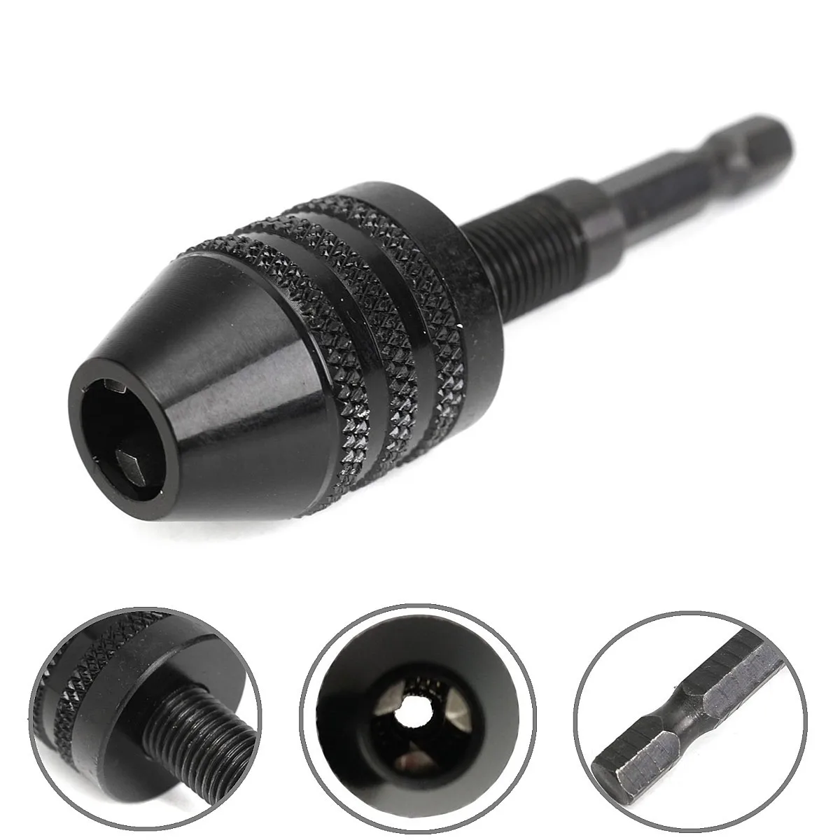 1/4 6.35mm Mini Keyless Drill Bit Chuck Adapter With 1/4" Hex Shank For