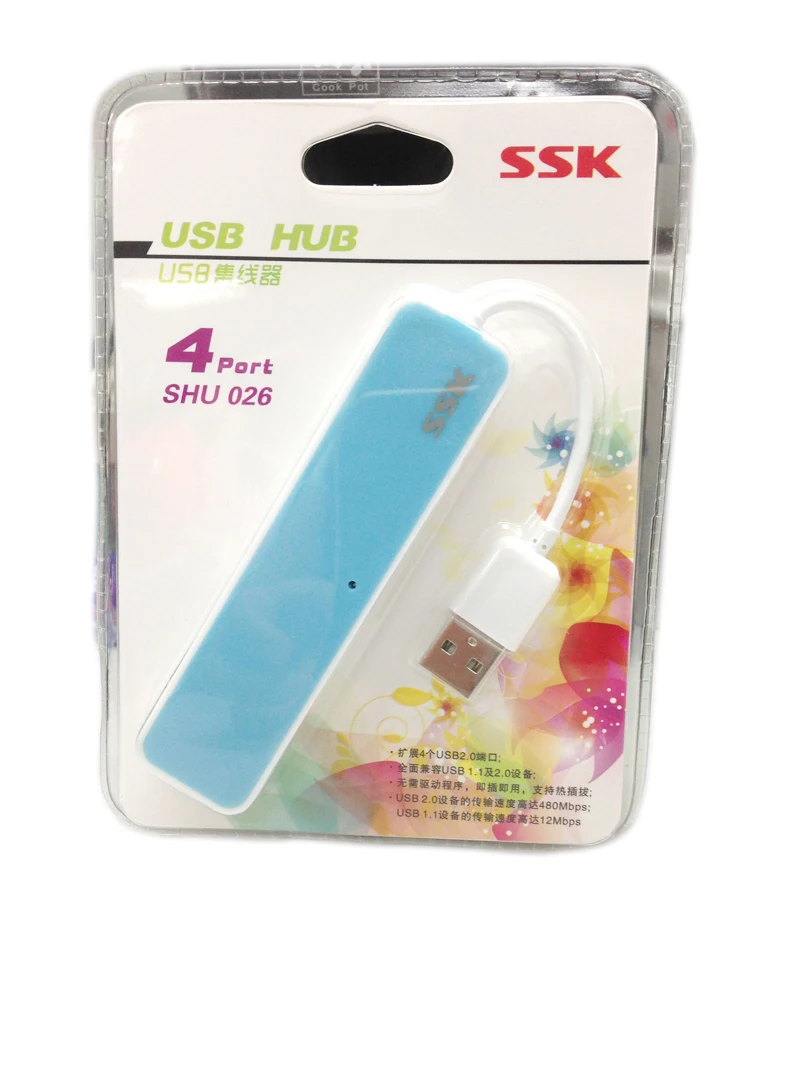 ССК цветной USB2.0 концентратор с удлинителем 4 usb-порта 10 мм Кабель для настольного ноутбука plug and play, поддержка горячей замены