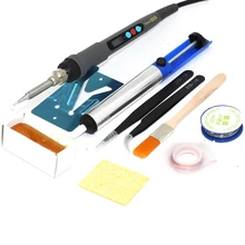 Цифровой Электрический паяльник 220 в 60 Вт с регулируемой температурой паяльная станция сварочный инструмент для ремонта+ сварочные аксессуары