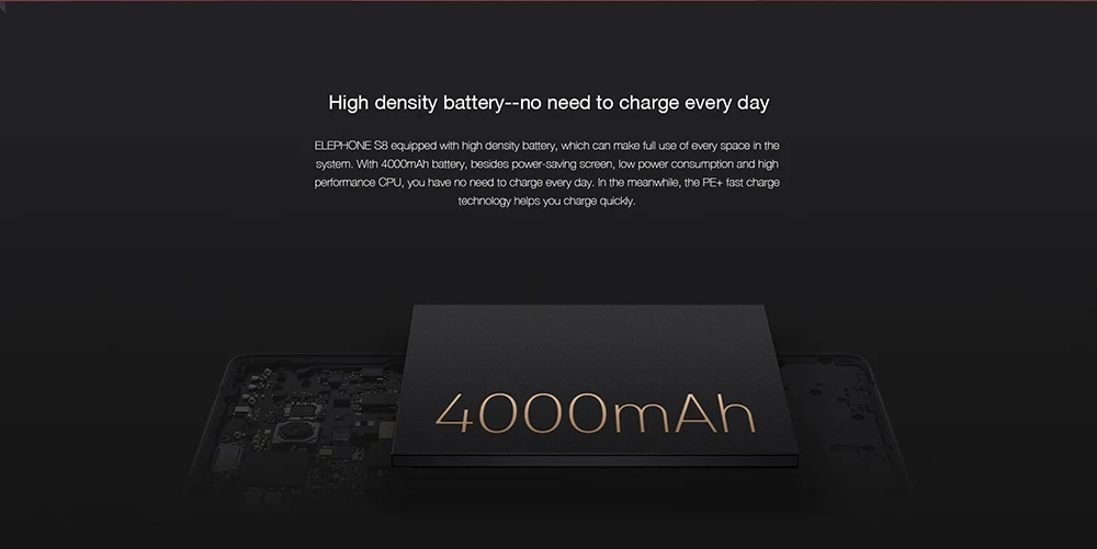 Elephone S8 4G Phablet Android 7.1 6.0 inch 2K Screen Helio X25 Deca Core 2.5GHz 4GB RAM 64GB ROM 21.0MP Rear Camera Front Fingerprint Scanner