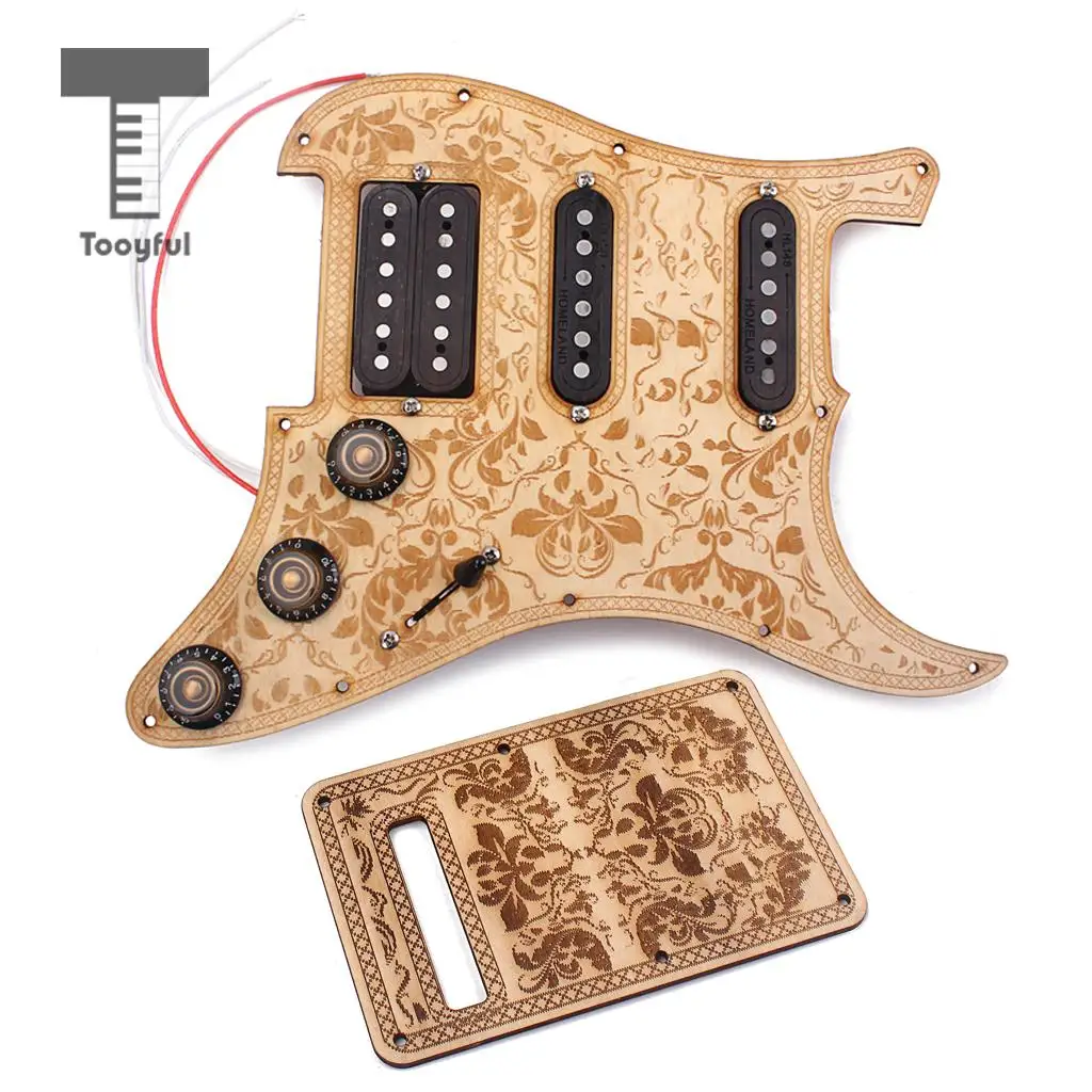 Tooyful Maple Wood SSH Prewired Alnico V Humbucker Pickup Pickguard Scratch Plate Set for Electric Guitar Replacement Parts