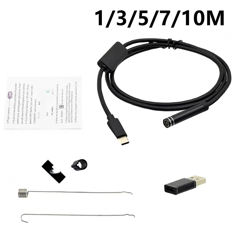 Antscope 8 мм объектив тип c USB эндоскоп камера осмотр 1 м Softwire канализационная змея