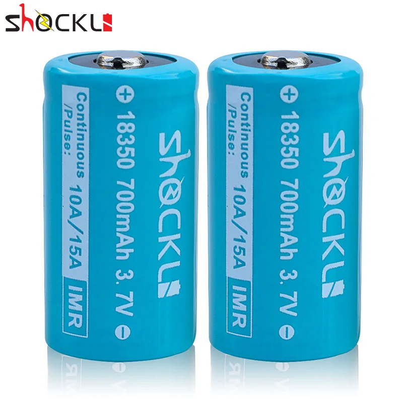 

Shockli 18350 battery 700mAh 3.7V Li-ion Rechargeable Battery Continuous 10A Pulse 15A with battery protective storage box
