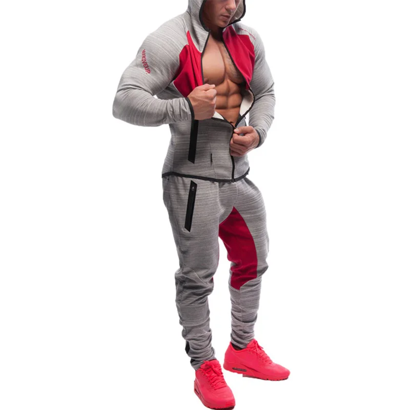 

SJ 2018 Men's Sportswear Trainingspak Mannenr 2 Piece Set Sporting Suit Jacket+Pant Sweatsuit Men Clothing Tracksuit Set