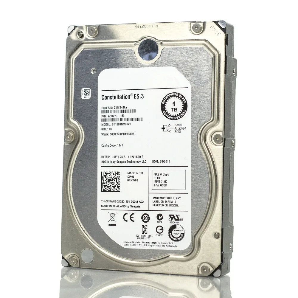 Для Dell FNW88 для Seagate 3 5 &quot1 ТБ 7 2 K 128 MB 6 Гбит/с сервер SAS жесткий диск ST1000NM0023 |