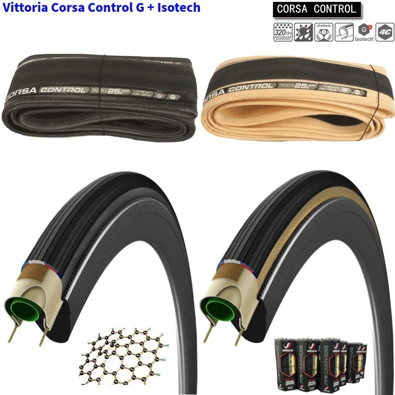 Vittoria Corsa Control G + Isotech 700C * 25C 28C(320TPI) шина для дорожного велосипеда покрышка