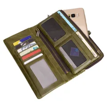 JOYIR Hot Women Long Clutch Wallets New Design RFID Women Wallet Genuine Leather Ladies Coin Purses Card Holder Women Phone Bags dicihaya genuine leather women wallets wax oil leather long ladies wallets clutch design purse hand bags women purses phone bag