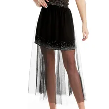 Женская Ретро однотонная женская Повседневная прямая Длинная юбка до щиколотки перспективная сетка Корейская дизайнерская юбка Сексуальная Высокая уличная 6,26