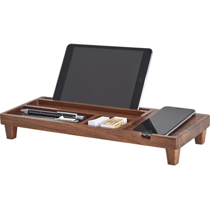 

Functional Solid Wooden Desk Storage Shelf Office Desktop Organizer Phone Keyboard Storage Pen Shelf Desktop Organizer Shelves