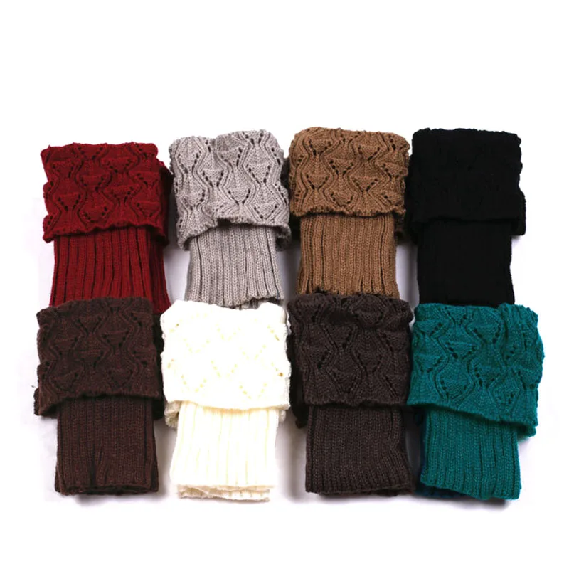 

1 Pair Women Crochet Boot Cuffs Fur Trim Knitting Toppers Boot Socks Winter Leg Warmers LL@17