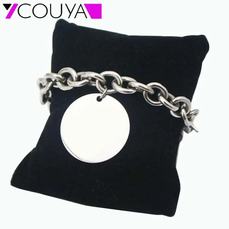 Prix pour Classique À La Mode En Acier Inoxydable Ronde Tag Charme Bracelets pour Femmes Argent Bracelet Femme Casual Chaîne Bracelets Bracelets Bijoux Prix pour Classique À La Mode En Acier Inoxydable Ronde Tag Charme Bracelets pour Femmes Argent Bracelet Femme Casual Chaîne Bracelets Bracelets Bijoux