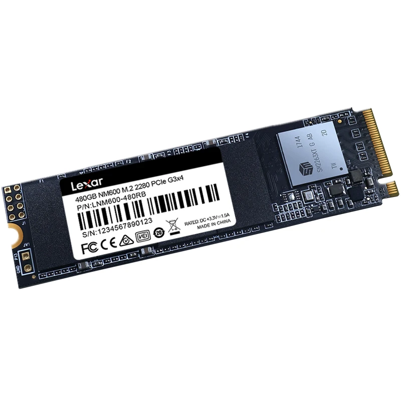 Lexar NM600 3D NAND SSD 480 ГБ M.2 2280 NVMe PCIe Gen3x4 Внутренний твердотельный накопитель HDD жесткий диск для ноутбука