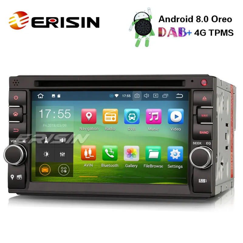 Erisin ES7836U 6 2 "Универсальный Din автомобильный радиоприемник Android 8 0 DVD gps плеер 4G TPMS