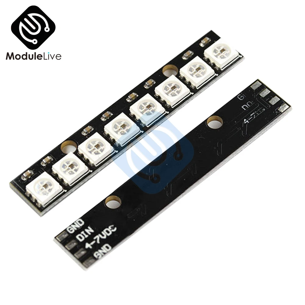 8-канальный 8-канальный светильник WS2812 5050 RGB 8 светодиодов, встроенный полноцветный макетный плата, плата драйвера для Arduino