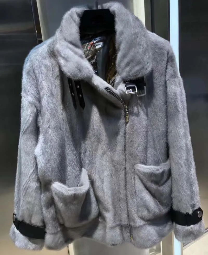 

High quality otter coats casual wild famale jacket vadim fashion locomotive design women's winter coat warm and cool abrigos