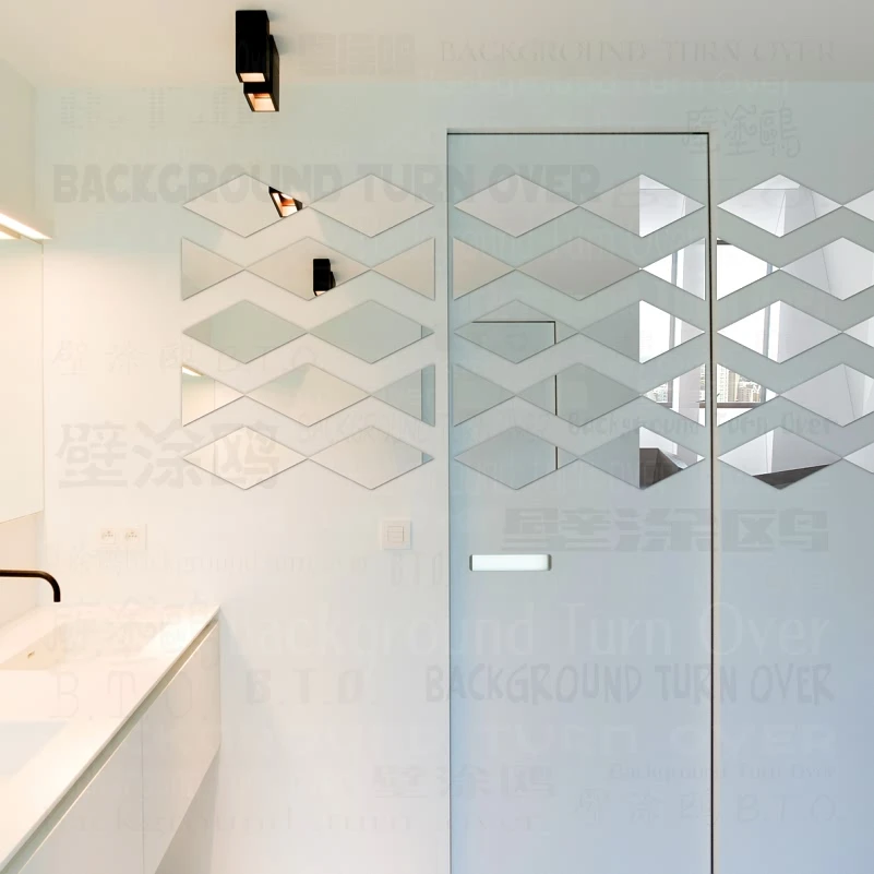 

10pcs Mirror Wall Stickers Room Decoration Decor Sticker House Bedroom Bathroom Rhombus Diamond Geometry Simple Shape Tiles R200
