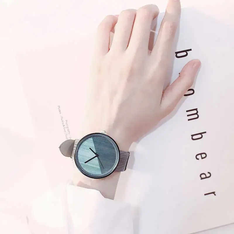 Модные часы для пары Montre Femme Повседневные винтажные кварцевые часы влюбленных деревянный кожаный ремешок для женщин и мужчин Reloj Mujer - Цвет: 2