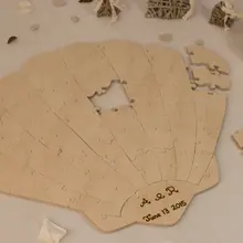 Индивидуальные инициалы Морская ракушка головоломка Альтернативная деревенская головоломка Свадьба День гостей книги деревянные гостевые книги прием вечерние сувениры