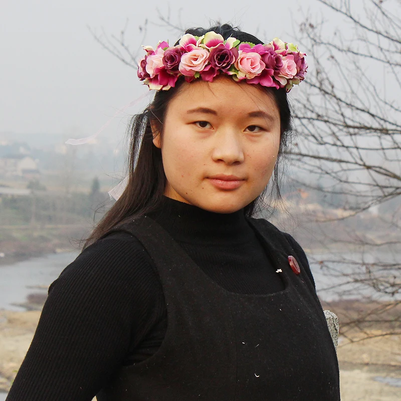 Розы Камелия Гортензия головной убор Свадебные аксессуары для волос Цветочная корона украшения бренда Boho Halo Искусственный шелк цветок Корона повязка на голову