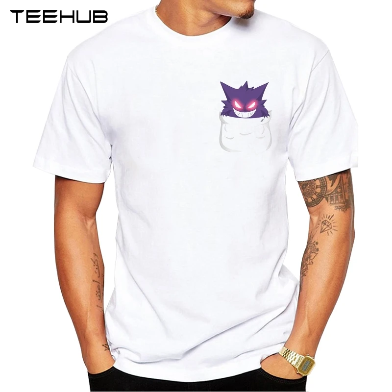 

TEEHUB Fashion Pokemon Pocket Gengar Design Men T-Shirt Short Sleeve Funny Tops Cool T Shirts