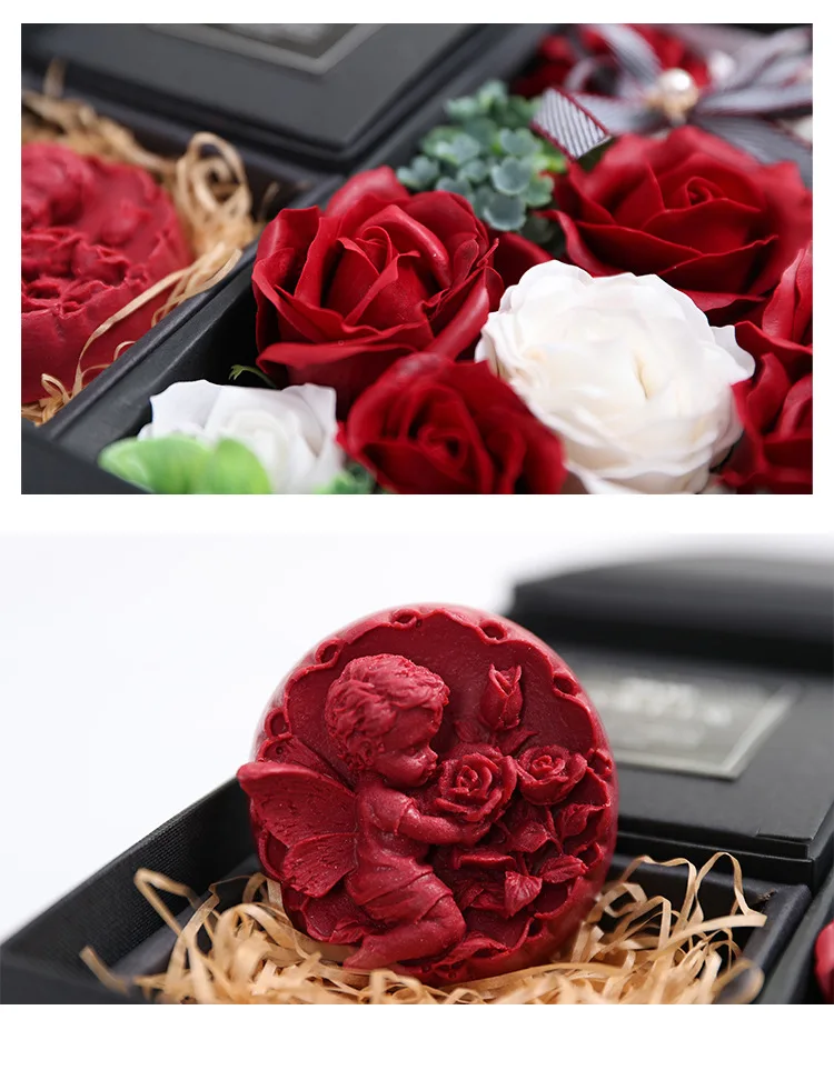 JAROWN Artificial Soap Flower Rose Gift Box Wedding Souvenir Valentine's Day Creative Birthday Novelty Gift Rose Soap Home Decor (5)